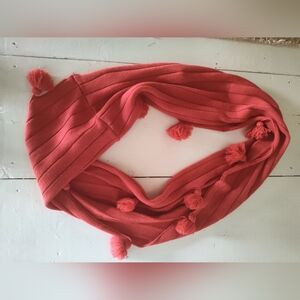 Taleen Women's Coral Infinity Knit Sweater Scarf with Pom Poms